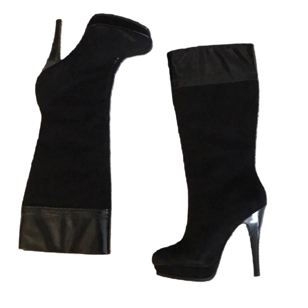 BCBG LEATHER SUEDE PLATFORM BOOTS - Picture 2 of 12